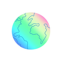 Holographic Planet Earth. Modern Flat Vector Illustration. Social Media Template.