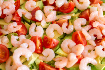 light salad with avocado and shrimp