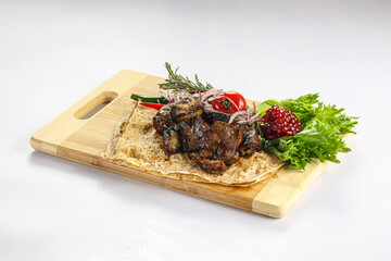 Lamb liver barbeque with fat