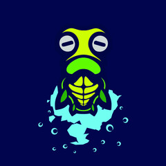 Turtle art logo. Colorful tortoise design with dark background. Vector graphic illustration for t-shirt, poster, clothing, merch, apparel.
