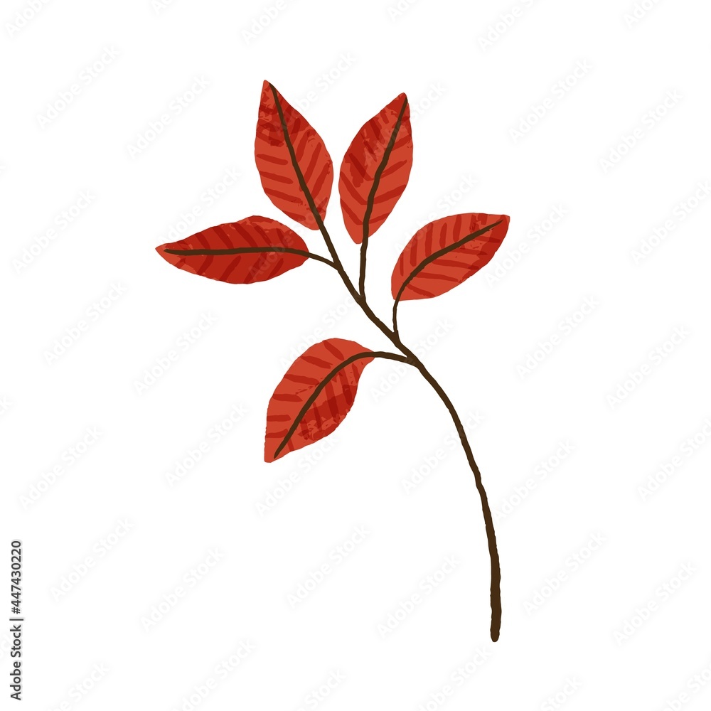 Aufkleber red-leaf branch. autumn twig with leaves. decorative fall foliage plant. autumnal design element for