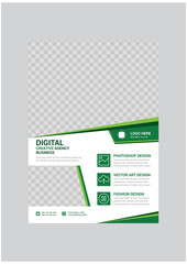 Green and white creative corporate business agency flyer design template