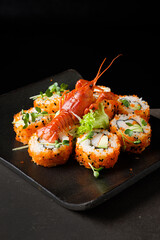 sushi with crayfish and avocado