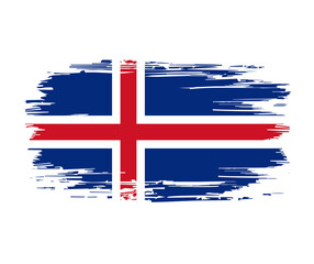 Icelandic flag brush grunge background. Vector illustration.