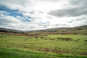 Fototapeta na wymiar Scenic Landscape View of Mountain, Forest in Scottish Highlands.
