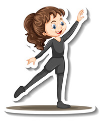 Cartoon character sticker with a girl dance ballet