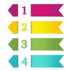 Colorful arrow shaped labels number design with white background  ,concept kid, school, parent, download, teacher, idea, education 