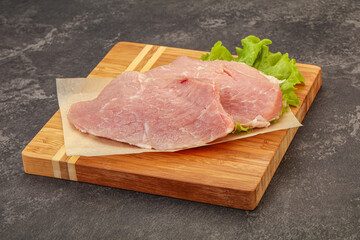 Raw pork steak for cooking
