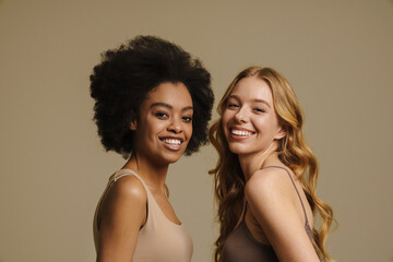 Obraz premium Two diverse young women in underwear