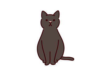 Illustration of a sitting black cat／シンプルかわいい猫・座っている黒猫のイラスト