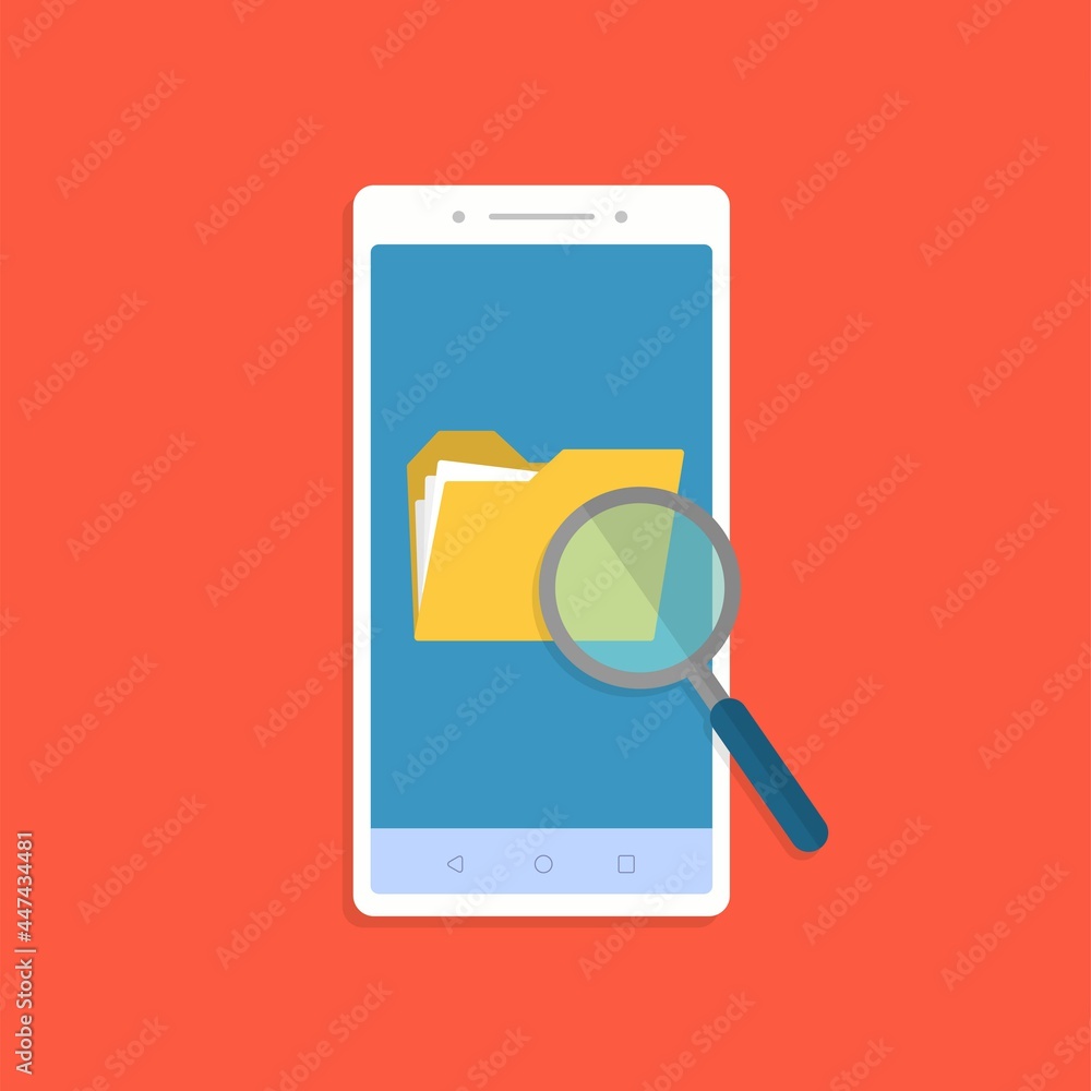 Aufkleber phone with folder search and data synchronisation. touchscreen device with different folders.