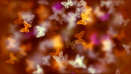 Naklejka na ściany i meble Artistic Brown Sweet Colorful Blurry Sharp Swarm Of Butterflies Confetti Decoration Background Design