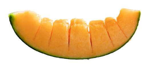 果物のメロンの切抜き素材。ジューシーなマスクメロンの断面。