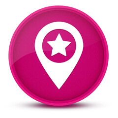 Map pointer star luxurious glossy pink round button abstract
