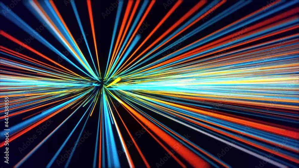 Poster 3d 4k loop lines for fiber optic network animation. speed of digital lights, neon glowing rays in mo