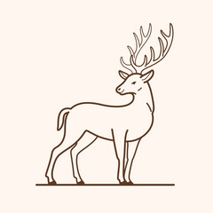llustration of northern reindeer. Simple contour vector illustration for emblem, badge, insignia.