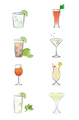Collection of various summer cocktails