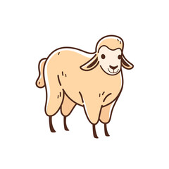 Illustration of sheep. Simple contour vector illustration for emblem, badge, insignia.