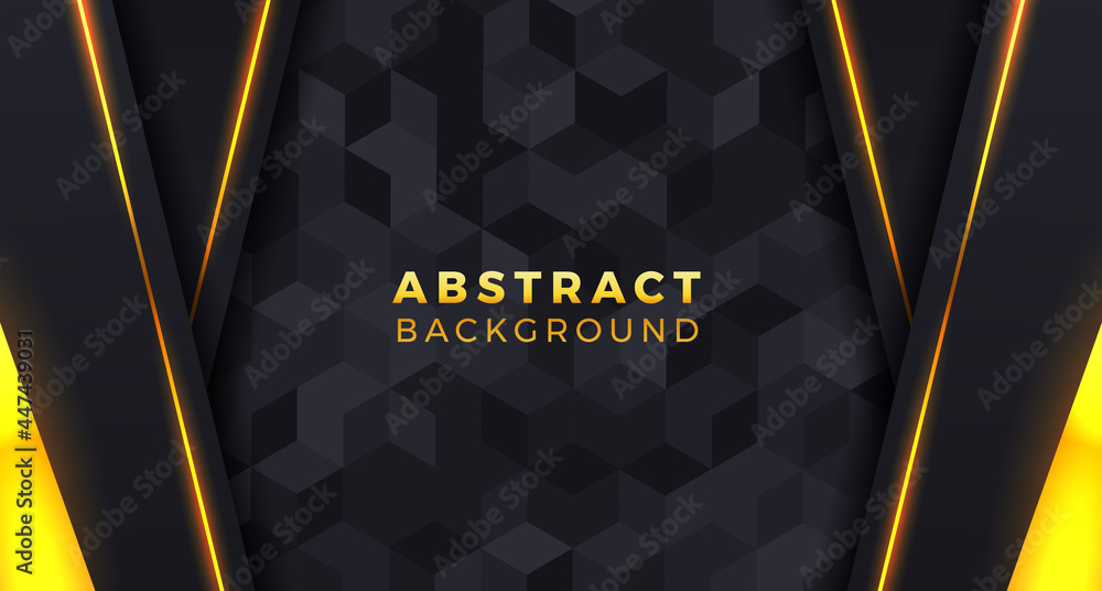 Poster black tile pattern concept sharp geometric luxury background for game and elegant with golden color