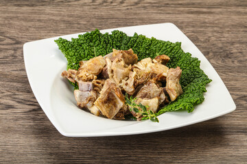 Baled lamb meat in the bowl