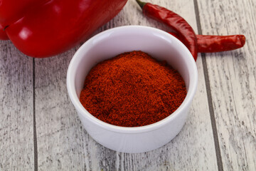 Paprika powder in the bowl