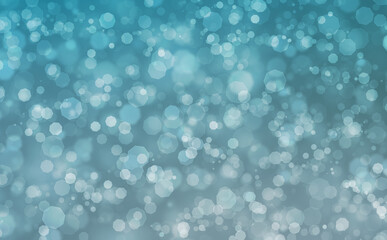 Abstract glitter bokeh with gradient of blue on leaf pattern background.