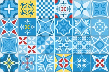 Beautiful blue seamless tiles vector