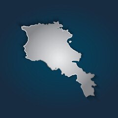 Obraz premium Armenia map 3D metallic silver with chrome, shine gradient on dark blue background. Vector illustration EPS10.