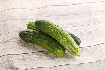 Fersh juicy green cucumbers heap