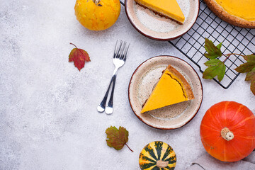 Traditional autumn American pumpkin pie