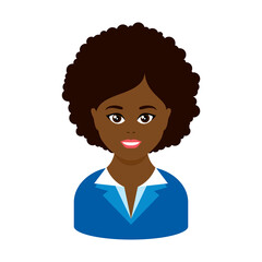 Pretty african american businesswoman avatar head icon vector. Black female business woman vector. Happy office woman icon isolated on a white background