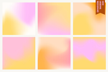 Fototapeta premium Pastel mesh gradient colors backgrounds set. Fluid shapes background. Editable vector illustration.