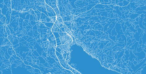 Urban vector city map of Thun, Switzerland, Europe
