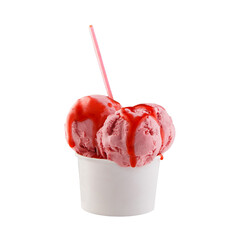 Paper cup with strawberry ice cream