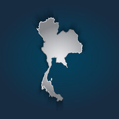 Fototapeta premium Thailand map 3D metallic silver with chrome, shine gradient on dark blue background. Vector illustration EPS10.
