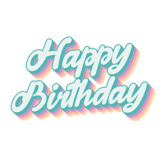 happy birthday vector isolated lettering in pastel colours