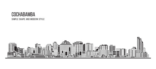 Cityscape Building Abstract Simple shape and modern style art Vector design - Cochabamba city