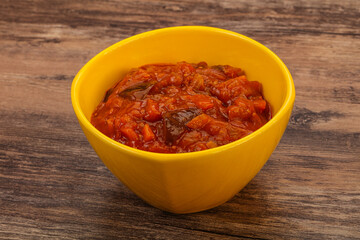 Eggplant saute with tomato and herbs
