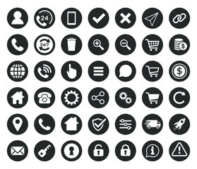 42 Universal business contact web interface icon symbol set. App ui logo sign collection. Vector illustration image. Isolated on white background.