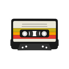 Tape cassette. Icon is in a linear style. Vector illustration isolated on a white background
