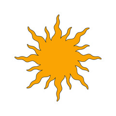 Vintage sun is an icon in a linear style. Vector illustration of the sun isolated on a white background