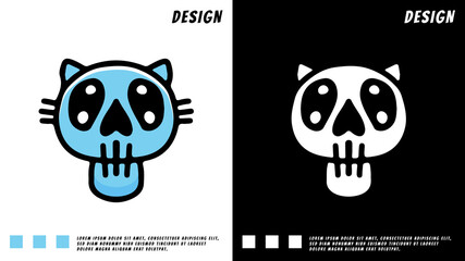 cute cat skull head, illustration for t-shirt, poster, sticker, or apparel merchandise
