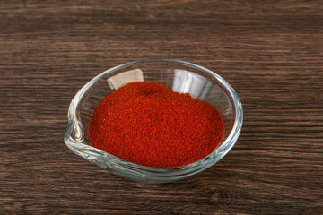 Dry paprika powder in the bowl