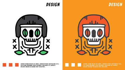 cool rider skull head with helmet, illustration for t-shirt, poster, sticker, or apparel merchandise. With cartoon style.	