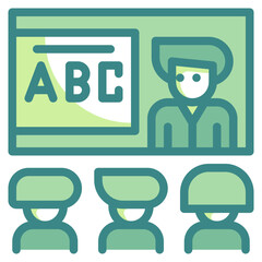learning conference blue line icon