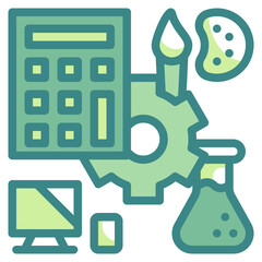 steam education blue line icon