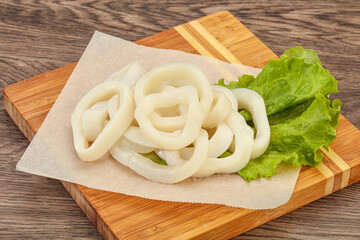 Raw squid rings for cooking
