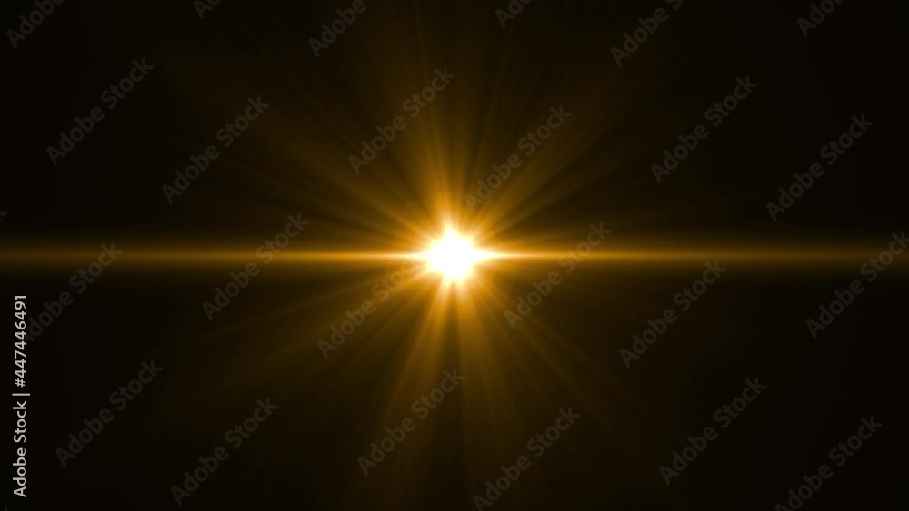 Poster sun light lens flares art animation loop background. abstract stylish light effect on a black backgr