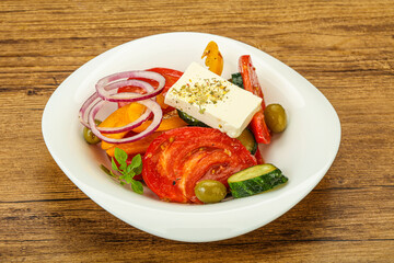Traditional Greek salad with feta cheese