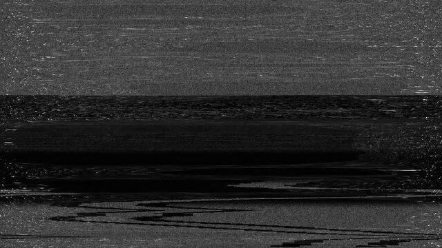 Black And White Loop Animation of digital glitched abstract texture TV signal glitch error. pixel sorting effect psychedelic colors. pixelated video damage chaos and cyberpunk background. 4K